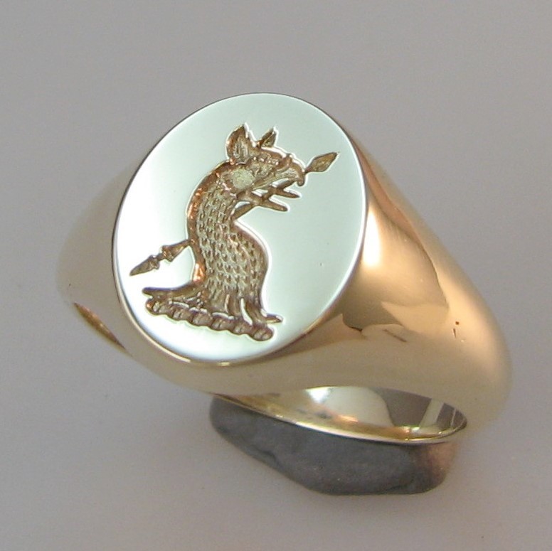 Griffin or Gryphon crest engraved signet ring
