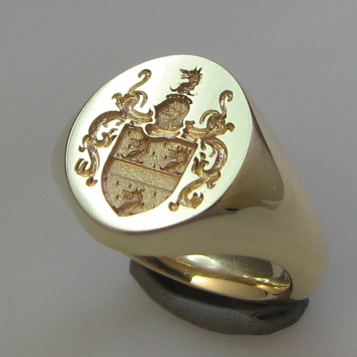 Coat of arms with wolf crest signet ring
