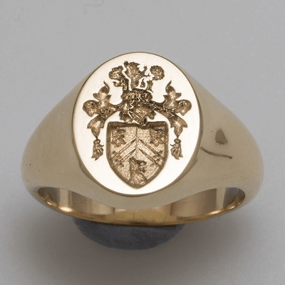 Coat of arms seal style engraved signet ring