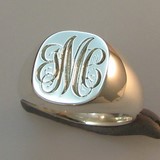 Monogram signet ring engraving by laser