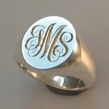 3 initials entwined signet ring