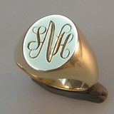 Three initial signet ring